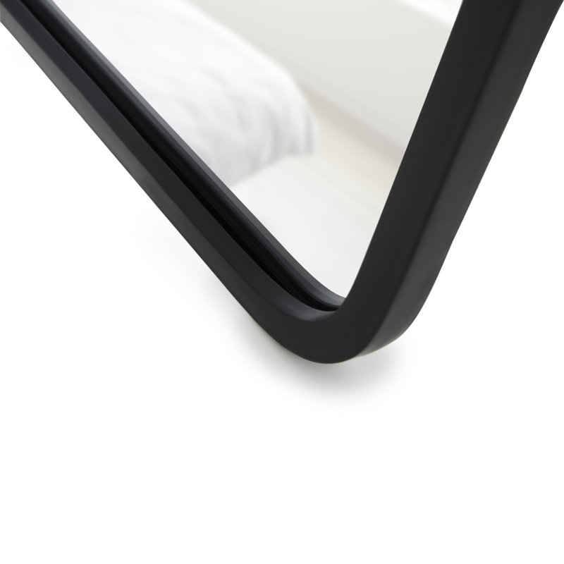 Hub Mirror with Rubber Frame, Wall Mounted or Leaned Style for Bedroom, Bathroom, Entryway