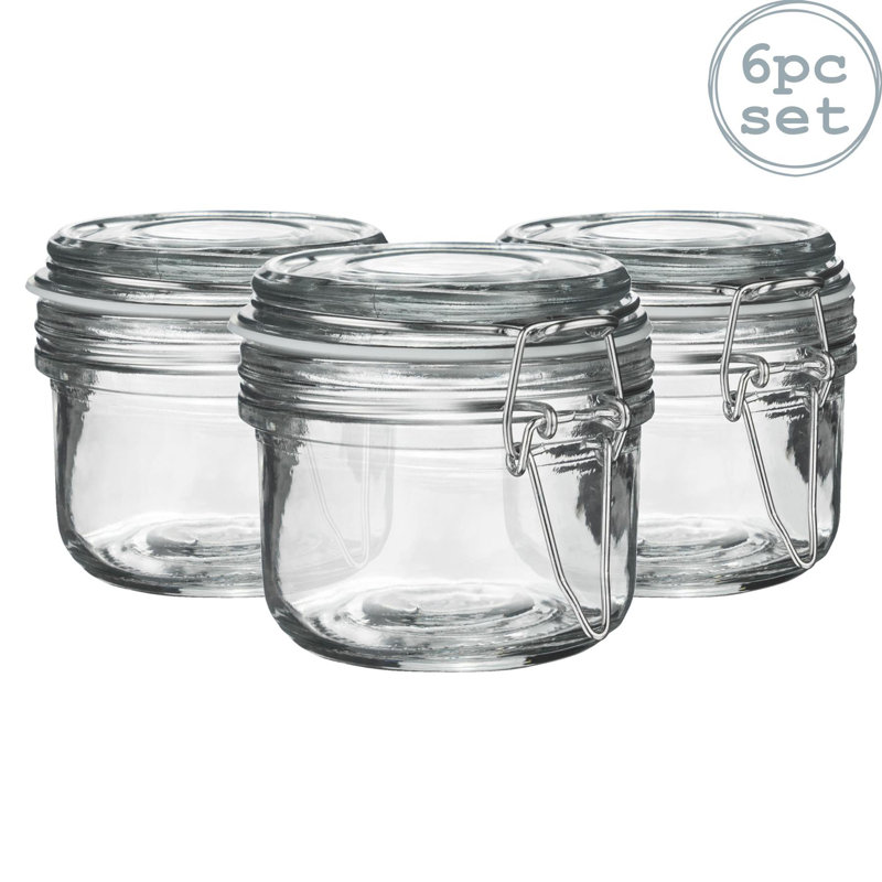 Argon Tableware - Glass Storage Jars, White/Clear, 7cm H x 7.5cm W x 7.5cm D