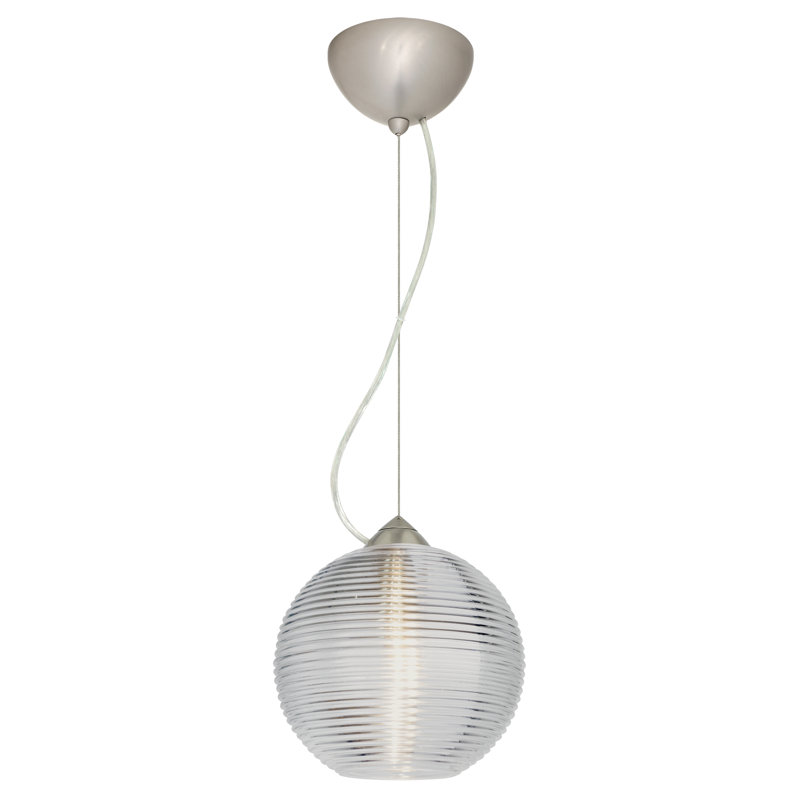 Luminaire sphère suspendu 1 lumières simple Kristall, Transparent, Nickel satiné