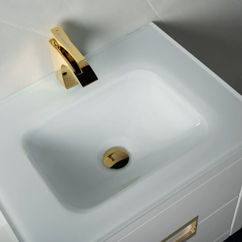 Danya 24'' W Single Vanity, White, Gold, White