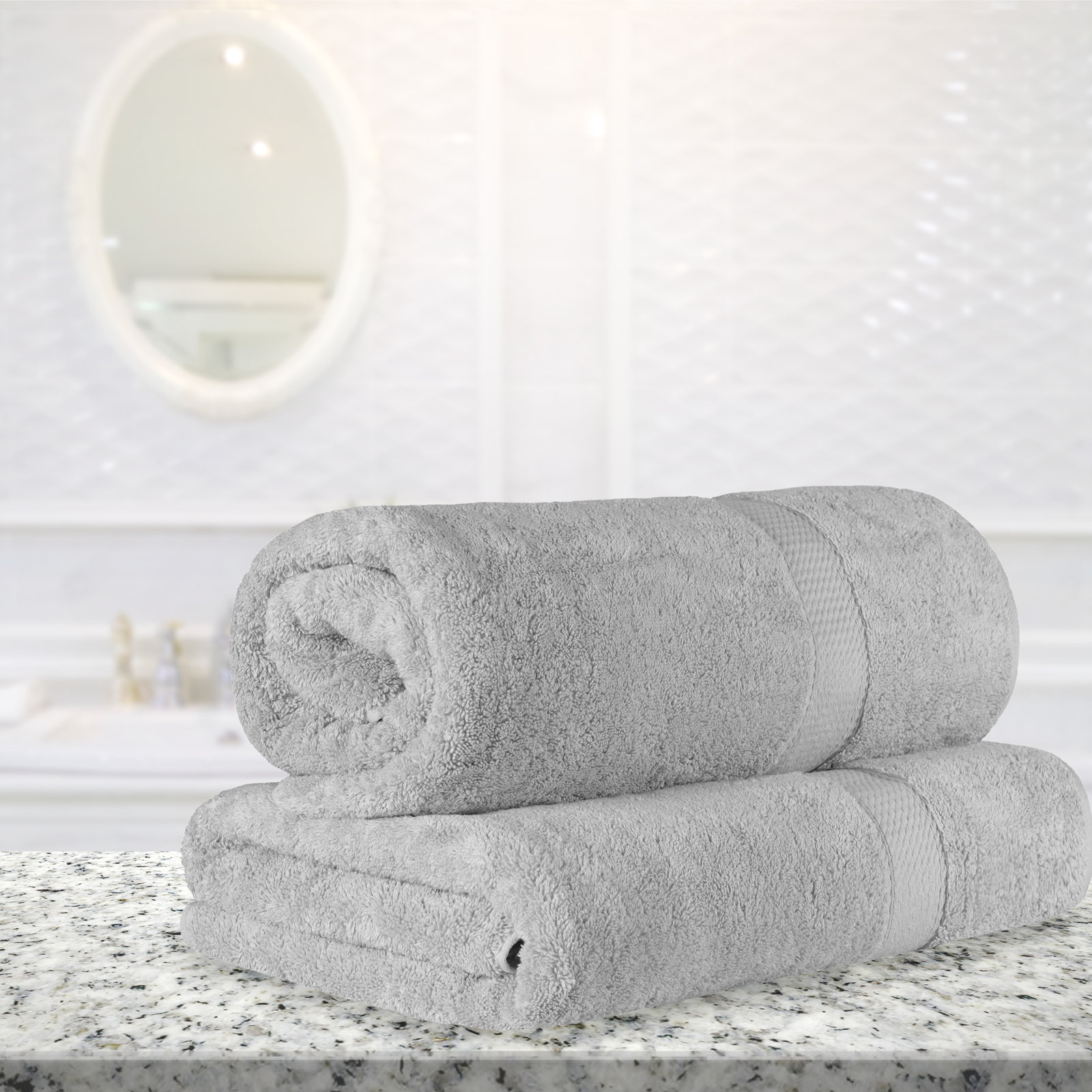 Renata 2-Piece Egyptian Cotton Bath Sheet Set, Silver