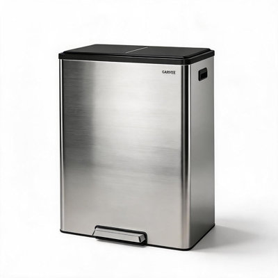 10.5 Gal Dual Compartment Stainless Steel Kitchen Trash Can, 20L+20L Recycling Bin, Soft Close Foot Pedal, Fingerprint Resistant