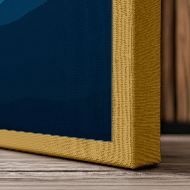 Mountains at Distance Scandinavian - Wrapped Canvas, Ochre Border, 30x20 - 76.2 x 50.8 cm