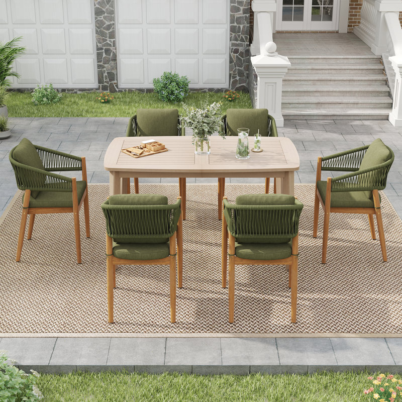 Ensemble de salle à manger pour 6 personnes, 7 pièces : table, 6 chaises, Vert, H 29,9 po x l 62,9 po x P 35,4 po