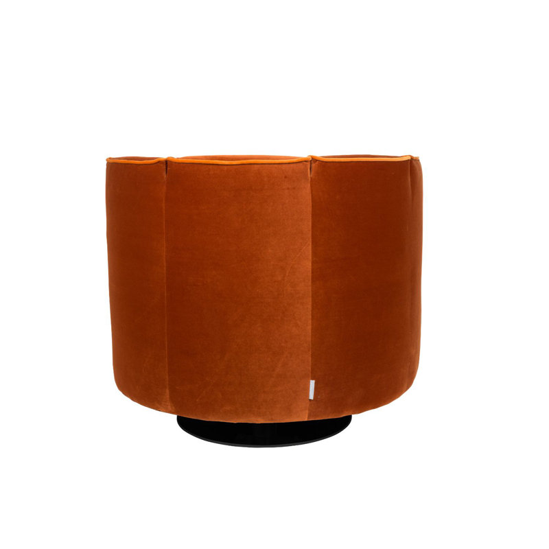 Flower Swivel Barrel Chair, Orange Velvet
