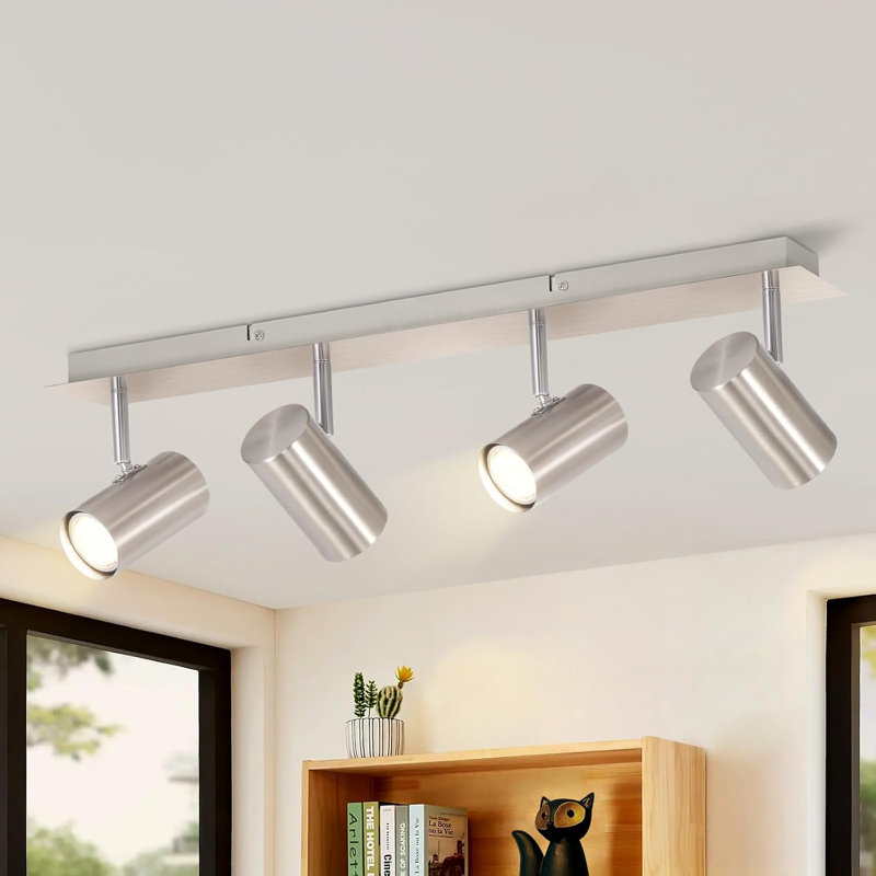 Ceiling spotlight living room ceiling light - ceiling lamp GU10 nickel metal hallway lamp modern ceiling spot swiveling 330° kitchen lamp for living room kitchen bedroom no light source