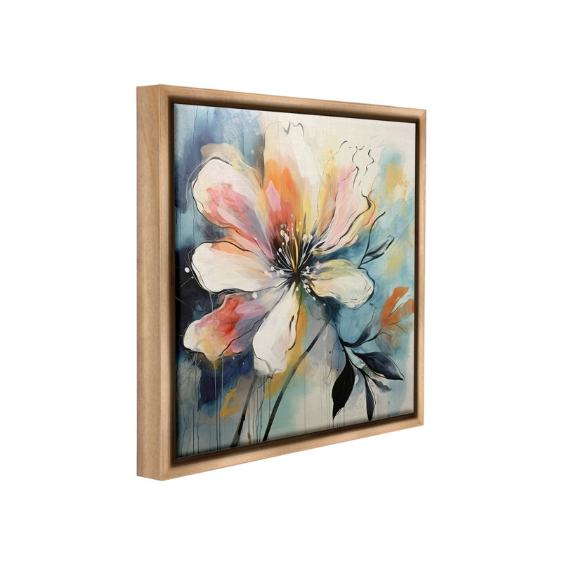 «Modern Pink Blossom Floater Frame» par Lazar Studio sur, Cadre flottant orme Montalcino, H 18 po x l 18 po
