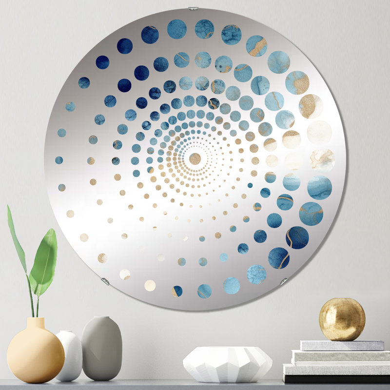 Miroir mural bleu et doré, 23,6 po x 23,6 po