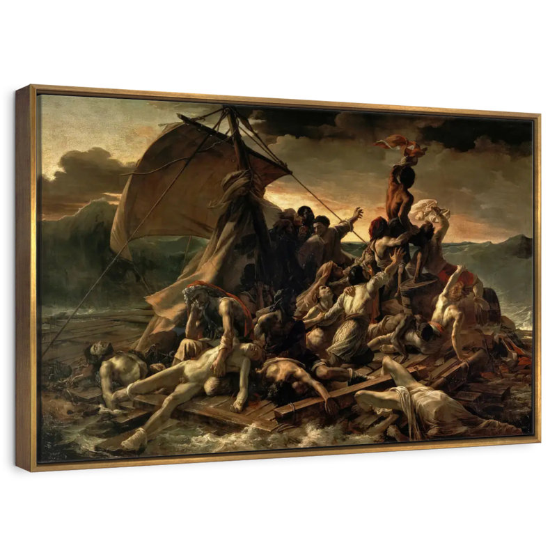 Le radeau de la méduse, 25 po x 17 po, Cadre flottant doré