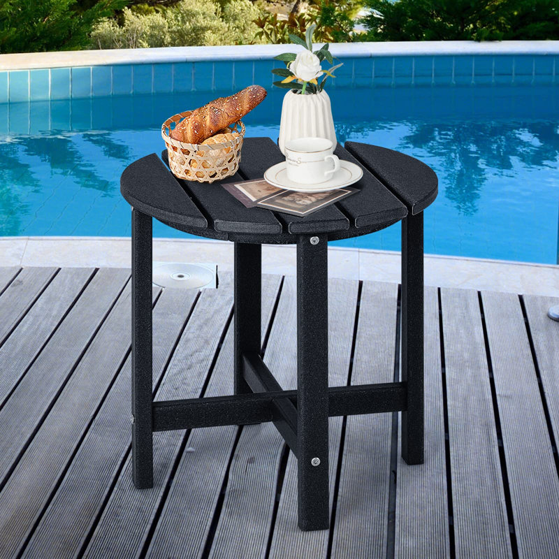 Lamija Round Outdoor Side Table , 46cm cm W 46cm cm D, Black