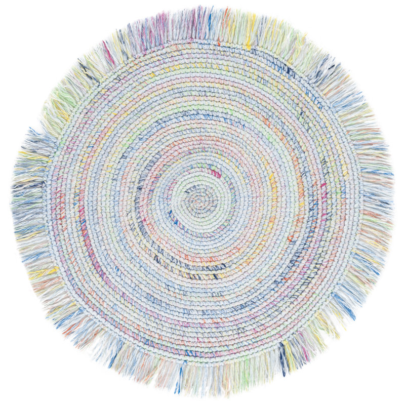 Abdus Renewal Handwoven Pet Yarn Rug, Round 4'
