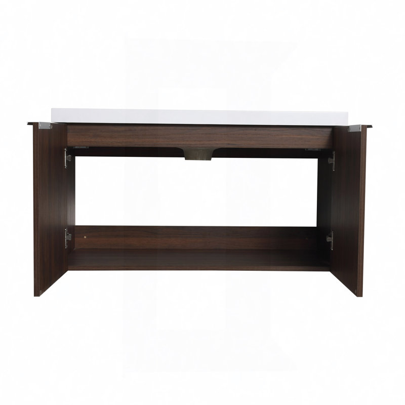 Modern Design Float Mounting Bathroom Vanity With Sink Soft Close Door,2 Doors, California Walnut