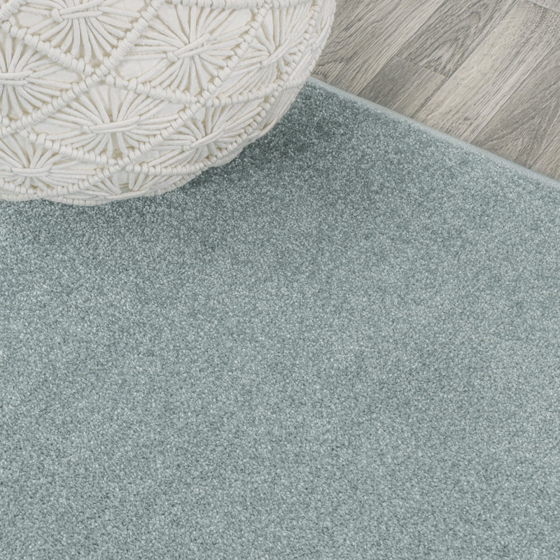 Arzel Solid Low-Pile Aqua Blue Rug, Runner 2' x 14'