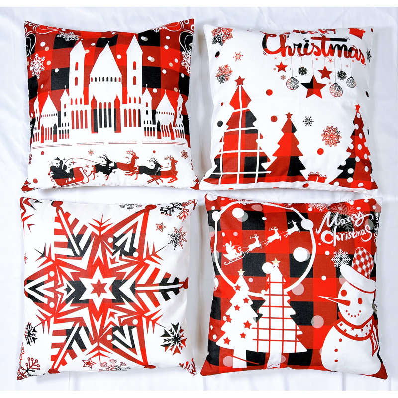 Christmas Red Printed Throw pillow Cover 20'' x 20''