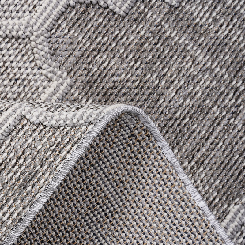 Tapis à treillis blanc / gris 5 x 7 Loom & Collection - teint, sans perte de poils, sans danger pour les animaux de compagnie, à poils moyens, pour utilisation intérieure / extérieure de différentes couleurs, antitache, -, plusieurs options de couleurs
