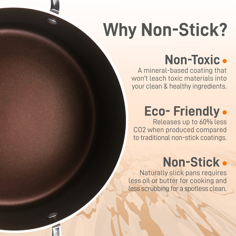 NutriChef 5 Quart Non-Stick Brown Aluminum Dutch Oven Pot with Lid