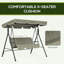 Balancelle d'extérieur 3 places avec support, auvent réglable et coussins, capacité de 594 lb-1490408926