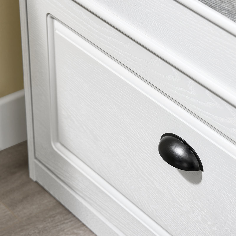 Schuhschrank für 6 Paar Schuhe, White Vintage Wood Grain Effect/Black, 51cm H x 75cm W x 24cm D