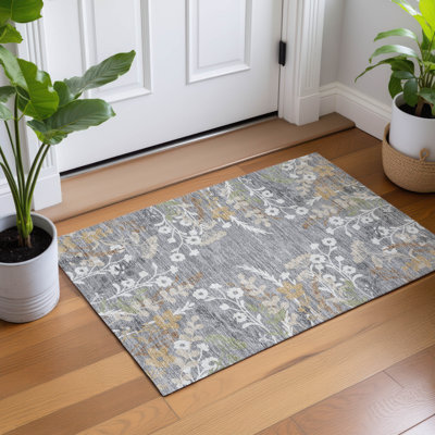 Tapis floral intérieur / extérieur lavable à la machine Skiljo ACN2334