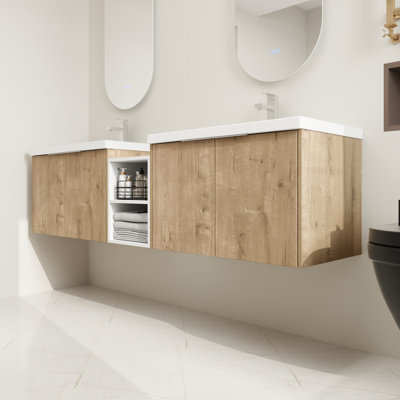 72"" Wall-Mounted Double Bathroom Vanity Set -  Latitude RunÂ®, F5AA11FE628F4FDFB59561E33E6998FE