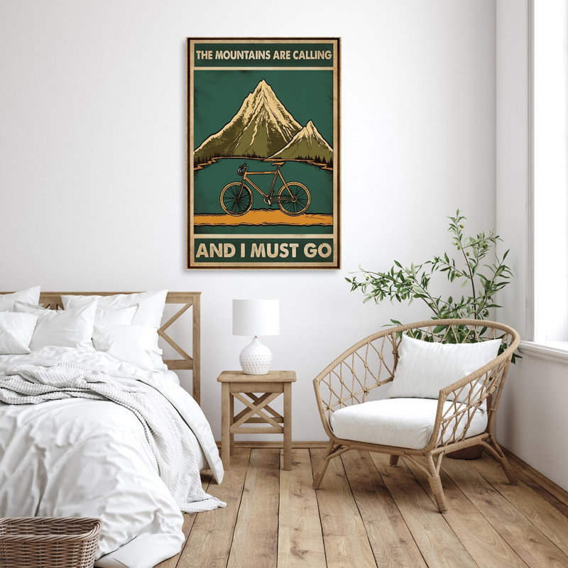 Vélo, montagnes, appel sur toile, impression, H 14 po x l 11 po x P 1,25 po