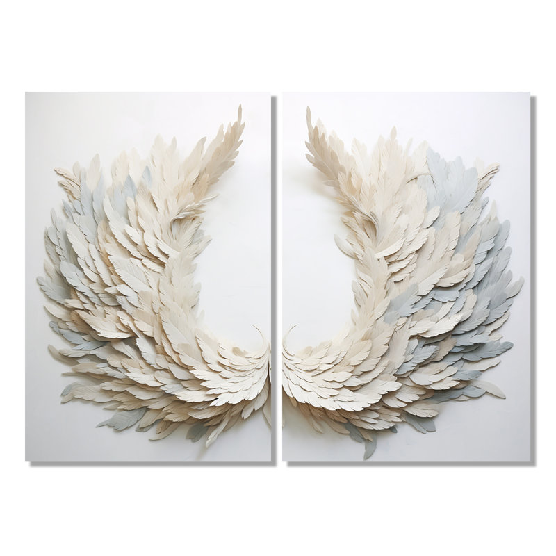 Couronne de plumes noires et blanches - Art floral couronne murale, H 36 po x l 48 po, Toile tendue, Ne s’applique pas