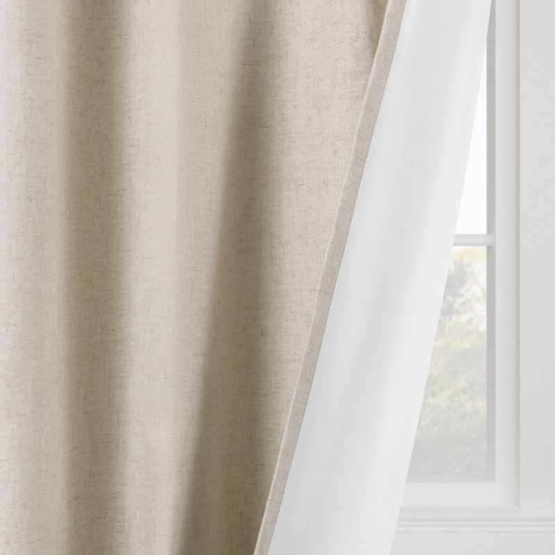 Linen Slub Blackout Grommet Curtain Pair(2 Panels), 52" W x 84" L, Linen