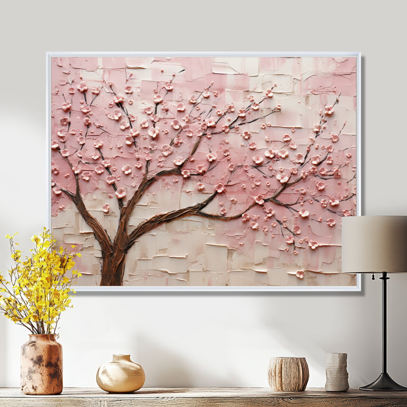 «Cherry Blossom Whisper», reproduction d'art sur toile, Cadre flottant blanc, H 12 po x l 20 po x P 1 po