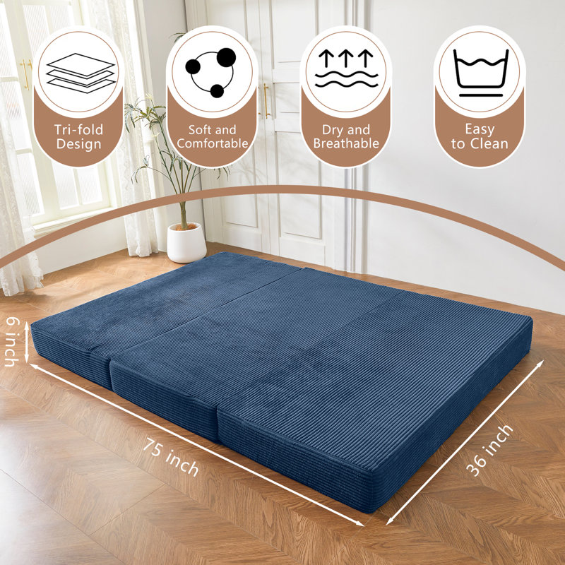 Canapé-lit Corduroy, Corduroy Blue, Twin