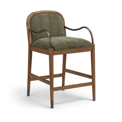 Tabouret de bar rembourré en tissu vert Hertford