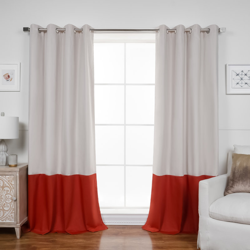 Khalon Cotton Blend Blackout Curtain Panel Pair, Beige/Spice