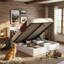 Structure de lit tapissier Annek avec rangement relevable, tête de lit à oreilles de H 40,9 po, lattes de bois et structure en métal, plusieurs tailles et options de tissu disponibles-1542673010-1491270240