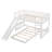 Twin Over Twin Bunk Bed with Slide and Ladder, White Wood Frame, Space Saving Kids Bunk Bed with Guardrails