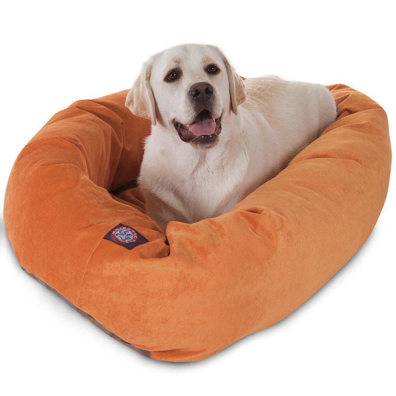 Large Orange Waterproof Elevated Round Orthopedic Dog Bed