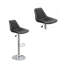 2 tabourets de bar réglables en ébène, base moderne, sièges recouverts de cuir ciré, 2 unités, cuir, réglable, finition