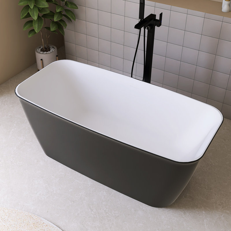 Baignoire de trempage autoportante 59 po en acrylique noir mat