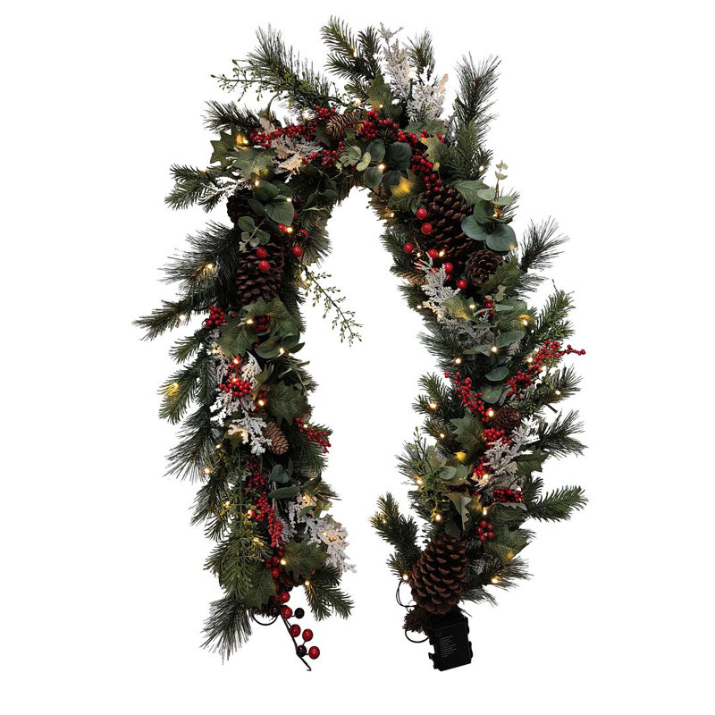 CEDAR BERRY - 6ft Garland with 100 8 Function Lights