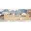 Structure de lit simple blanc avec garde-corps pleine longueur, solide et silencieuse, convient aux maisons modernes entourant la structure, support en lattes de bois-129990006-129990003