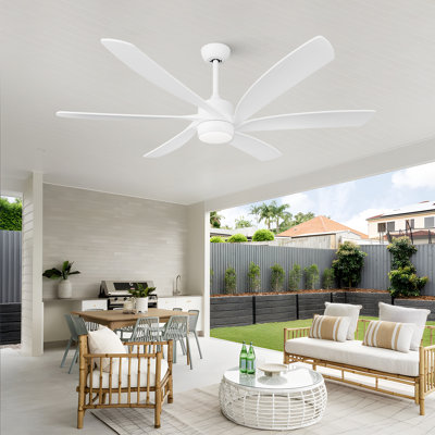 64'' 6 - Blade Modern Ceiling Fan With Led Lights And Remote Control, 3 Led Color Lights, 6 Speeds Reversible Dc Motor, Timer, For Indoor/covered Outdoor
