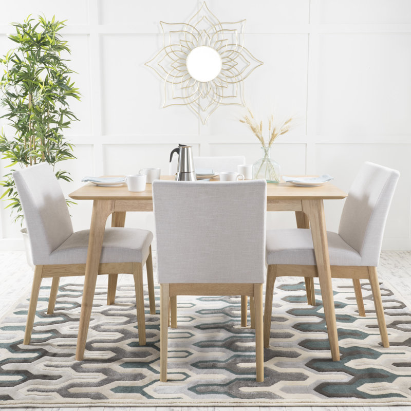 Dashone 4 - Person Four Leg Dining Set, Natural Oak, Light Beige