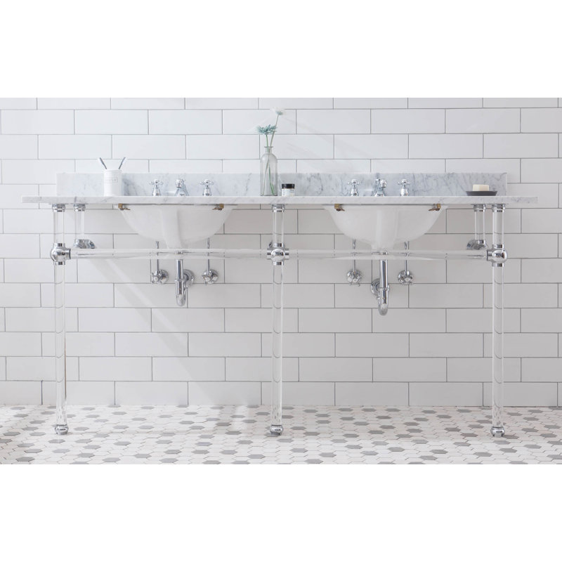 Empire Stone Oval Console Bathroom Sink with Faucet and Overflow, Chrome