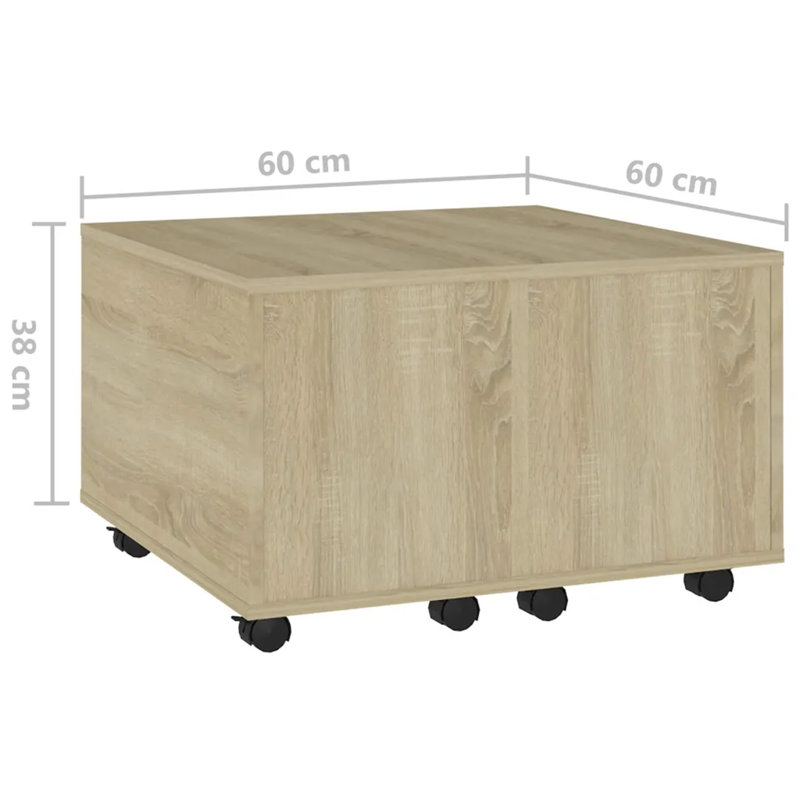 Godart Wheel Coffee Table with Storage, Sonoma Oak