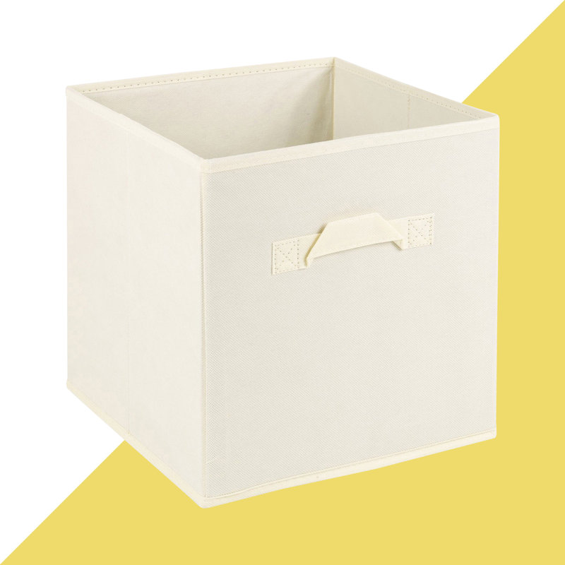 Hashtag Home Fabric Decorative Bin, Cream, 27cm H x 27cm W x 27cm D