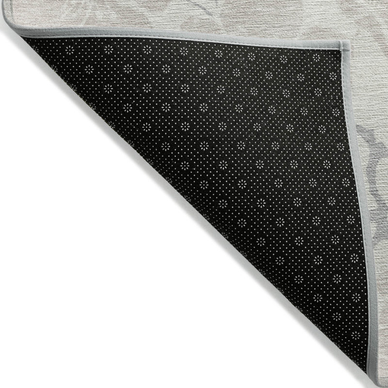 Tapis extérieur lavable floral ivoire et gris 3 pi x 5 pi