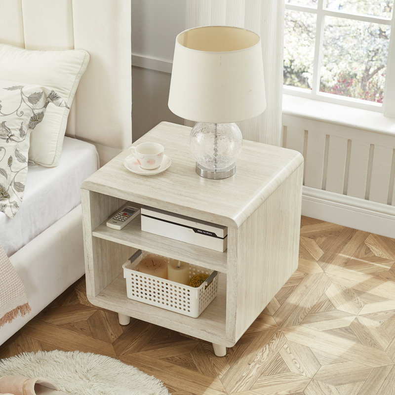 Table d'appoint moderne Lux en bois avec tablette, table de chevet, beige, Beige