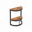 Table de bout semi-circulaire à 2 niveaux avec tablette de rangement