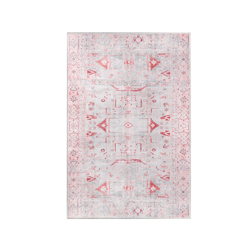 Boho Geometric Distressed Indoor Area Rug, Rectangle 5'x 7'5"