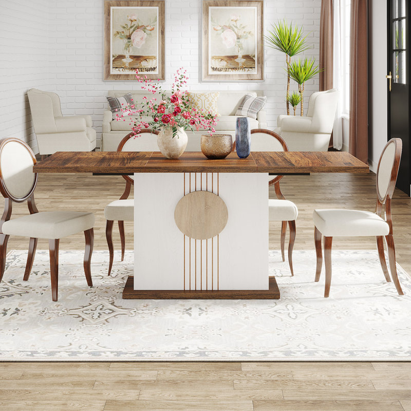Courtany Dining Table, White/Brown