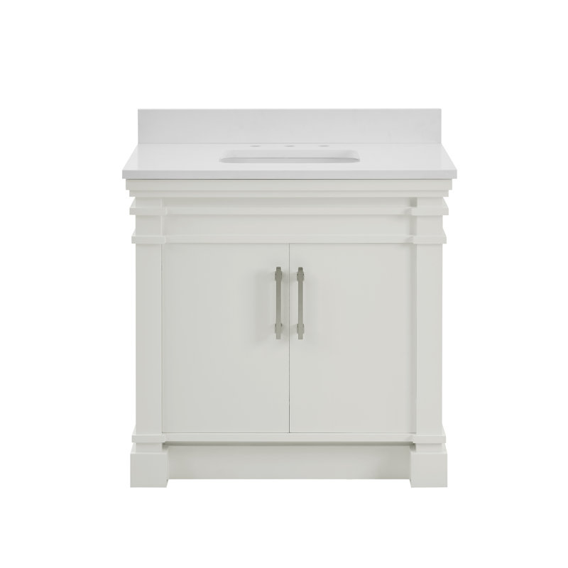 FLW Harmony 36 Wood Sink Vanity, White, 36