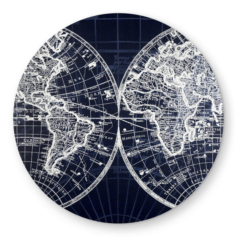 World Map Blue Print Rug | Industrial Satellite View Decor